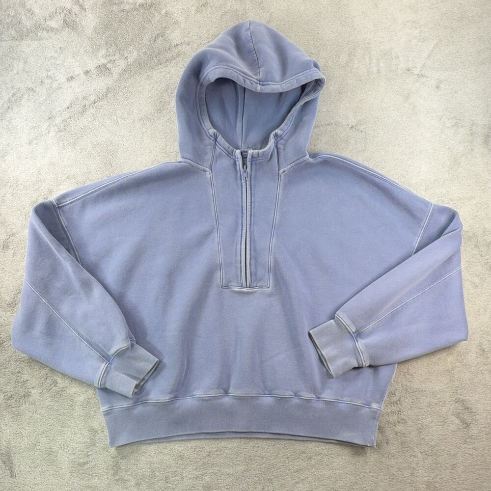 Abercrombie & Fitch Soft A&F Max Essentials Hoodie XL Light Blue Garment Dyed